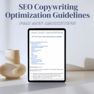 Image of a tablet showing the SEO Copywriting Optimization Guidelines document